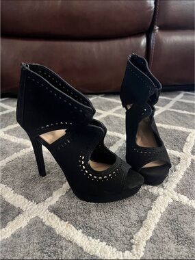 Women’s Black Cutout High Heel Sandals